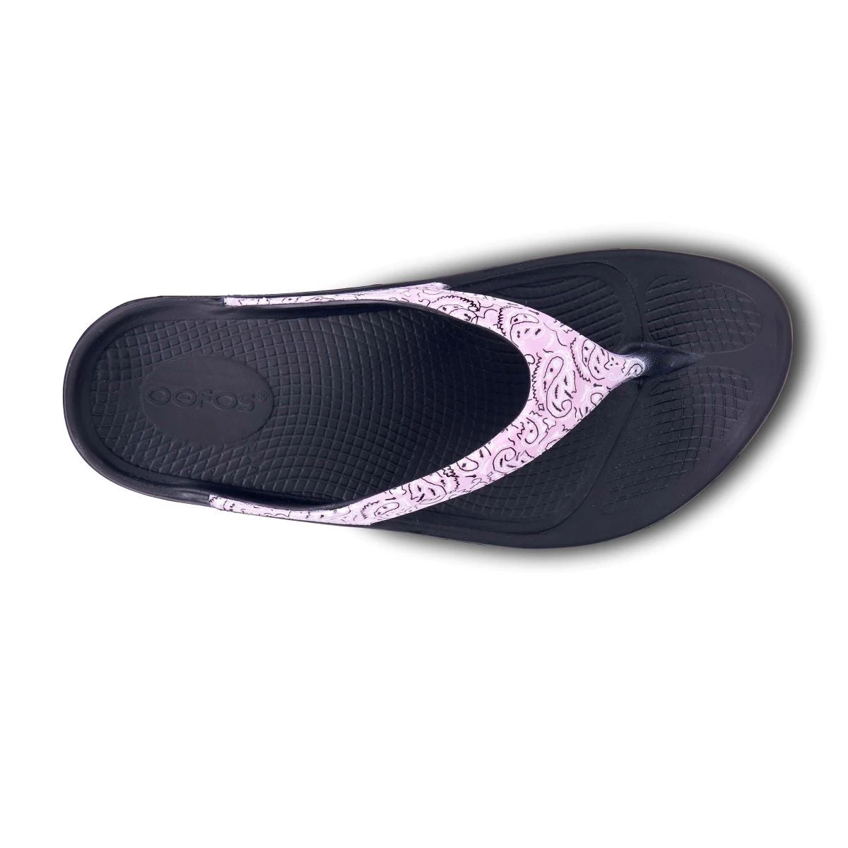 'OOFOS' Women OOlala Luxe Thong - Black / Pink Bandana - Image 2